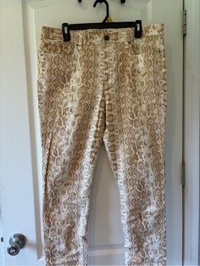 Snake-Print Pants in Beige